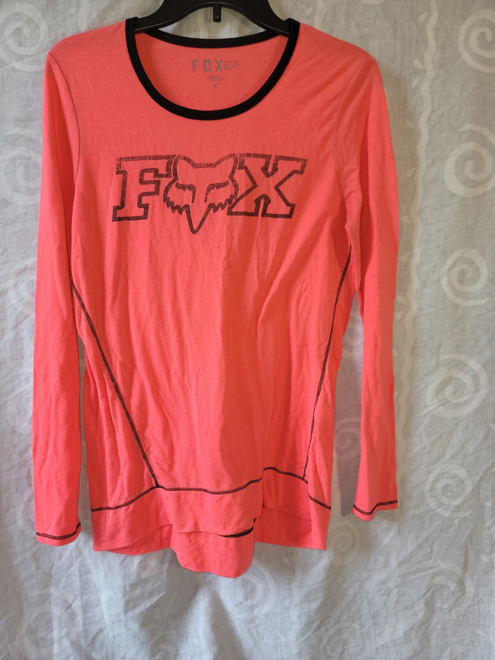 Fox Coral Long Sleeve Logo Tee with Black Trim